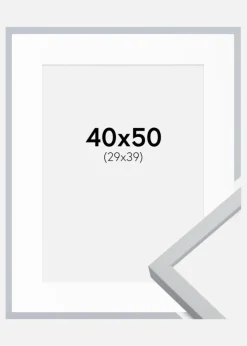 Ramme Oslo Hvid 40x50 cm - Passepartout Hvid 30x40 cm