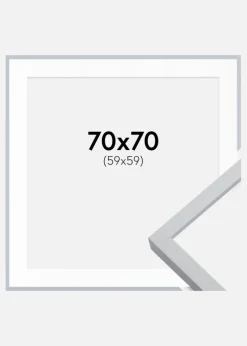 Ramme Oslo Hvid 70x70 cm - Passepartout Hvid 60x60 cm