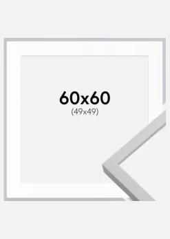 Ramme Oslo Hvid 60x60 cm - Passepartout Hvid 50x50 cm