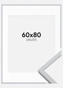 Ramme Oslo Hvid 60x80 cm - Passepartout Hvid 50x60 cm