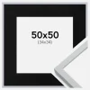 Ramme Oslo Hvid 50x50 cm - Passepartout Sort 35x35 cm