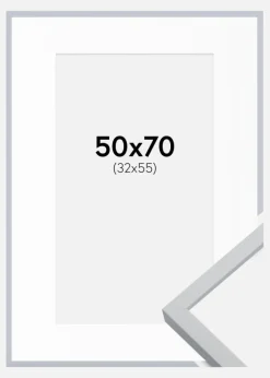 Ramme Oslo Hvid 50x70 cm - Passepartout Hvid 33x56 cm