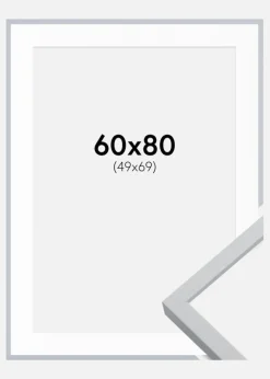 Ramme Oslo Hvid 60x80 cm - Passepartout Hvid 50x70 cm
