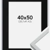 Ramme Oslo Hvid 40x50 cm - Passepartout Sort 29,7x42 cm (A3)