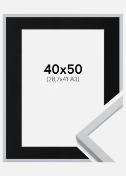 Ramme Oslo Hvid 40x50 cm - Passepartout Sort 29,7x42 cm (A3)