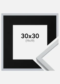 Ramme Oslo Hvid 30x30 cm - Passepartout Sort 20x20 cm