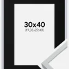 Ramme Oslo Hvid 30x40 cm - Passepartout Sort 8x12 inches