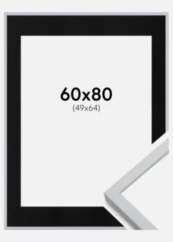 Ramme Oslo Hvid 60x80 cm - Passepartout Sort 50x65 cm