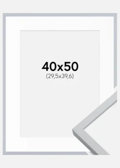 Ramme Oslo Hvid 40x50 cm - Passepartout Hvid 12x16 inches