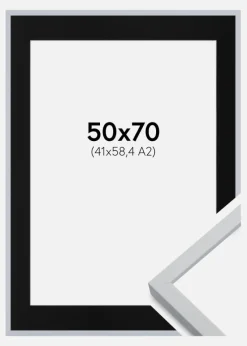 Ramme Oslo Hvid 50x70 cm - Passepartout Sort 42x59,4 cm (A2)