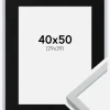 Ramme Oslo Hvid 40x50 cm - Passepartout Sort 30x40 cm