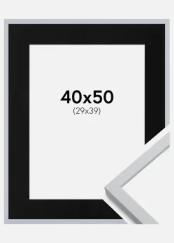Ramme Oslo Hvid 40x50 cm - Passepartout Sort 30x40 cm