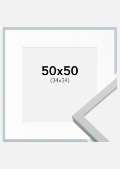 Ramme Oslo Hvid 50x50 cm - Passepartout Hvid 35x35 cm
