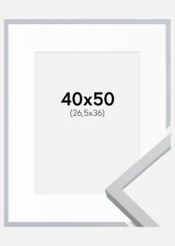 Ramme Oslo Hvid 40x50 cm - Passepartout Hvid 27,5x37 cm