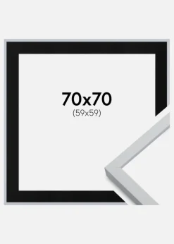 Ramme Oslo Hvid 70x70 cm - Passepartout Sort 60x60 cm