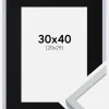 Ramme Oslo Hvid 30x40 cm - Passepartout Sort 21x30 cm