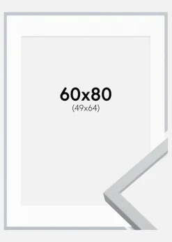 Ramme Oslo Hvid 60x80 cm - Passepartout Hvid 50x65 cm