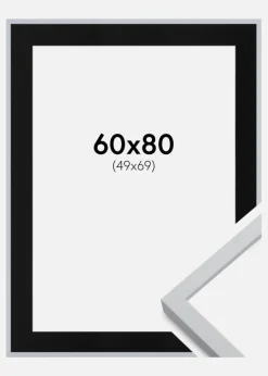 Ramme Oslo Hvid 60x80 cm - Passepartout Sort 50x70 cm