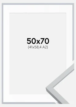 Ramme Oslo Hvid 50x70 cm - Passepartout Hvid 42x59,4 cm (A2)