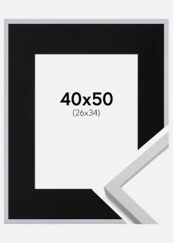 Ramme Oslo Hvid 40x50 cm - Passepartout Sort 27x35 cm