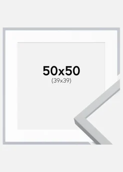 Ramme Oslo Hvid 50x50 cm - Passepartout Hvid 40x40 cm