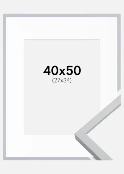 Ramme Oslo Hvid 40x50 cm - Passepartout Hvid 28x35 cm