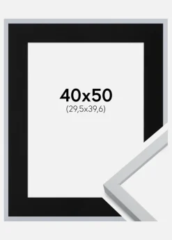 Ramme Oslo Hvid 40x50 cm - Passepartout Sort 12x16 inches