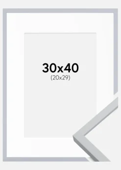 Ramme Oslo Hvid 30x40 cm - Passepartout Hvid 21x30 cm