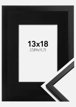 Ramme Oslo Sort 13x18 cm - Passepartout Sort 3,5x5 inches