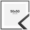 Ramme Oslo Sort 50x50 cm - Passepartout Hvid 40x40 cm
