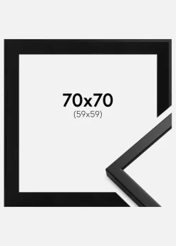 Ramme Oslo Sort 70x70 cm - Passepartout Sort 60x60 cm