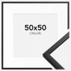 Ramme Oslo Sort 50x50 cm - Passepartout Hvid 35x35 cm