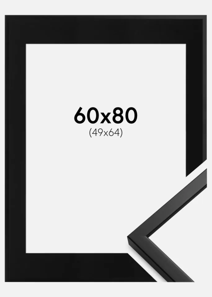 Ramme Oslo Sort 60x80 cm - Passepartout Sort 50x65 cm
