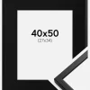 Ramme Oslo Sort 40x50 cm - Passepartout Sort 28x35 cm