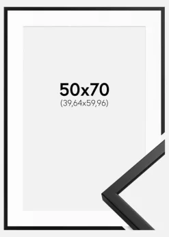 Ramme Oslo Sort 50x70 cm - Passepartout Hvid 16x24 inches