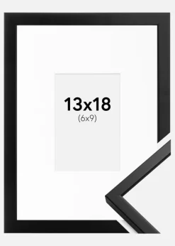 Ramme Oslo Sort 13x18 cm - Passepartout Hvid 7x10 cm