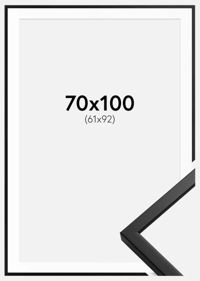 Ramme Oslo Sort 70x100 cm - Passepartout Hvid 62x93 cm