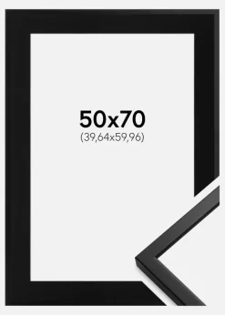 Ramme Oslo Sort 50x70 cm - Passepartout Sort 16x24 inches