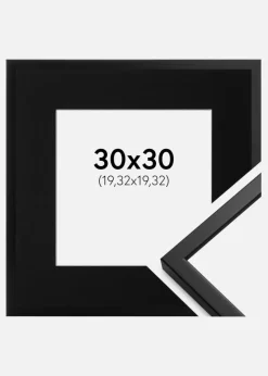 Ramme Oslo Sort 30x30 cm - Passepartout Sort 8x8 inches