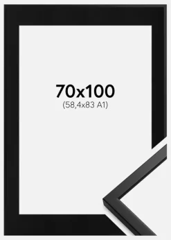 Ramme Oslo Sort 70x100 cm - Passepartout Sort 24x36 inches
