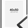 Ramme Oslo Sort 40x50 cm - Passepartout Hvid 29,7x42 cm (A3)