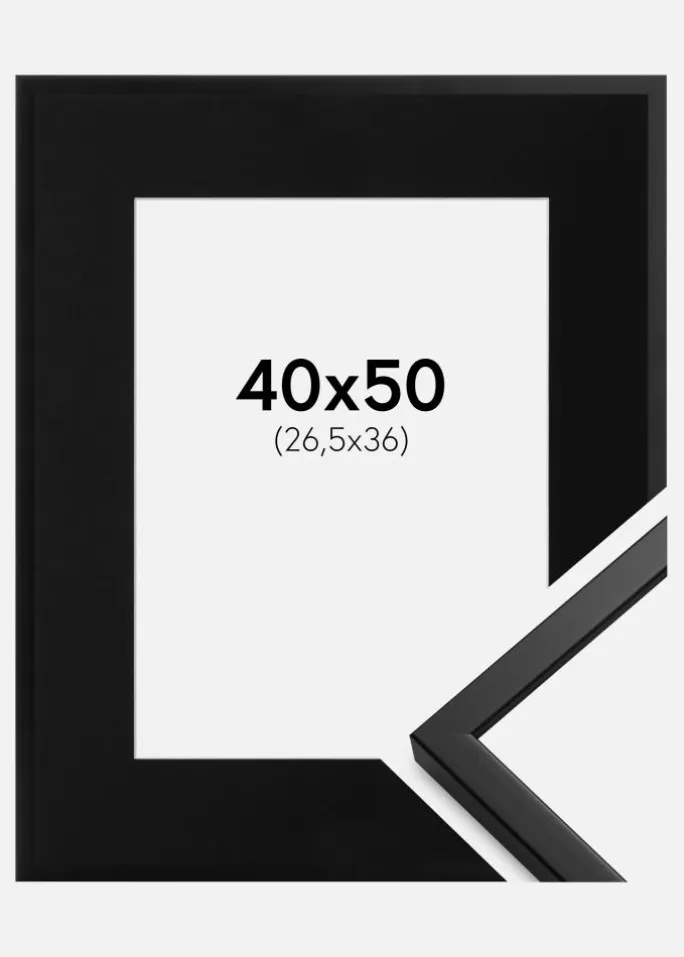 Ramme Oslo Sort 40x50 cm - Passepartout Sort 27,5x37 cm
