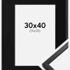 Ramme Oslo Sort 30x40 cm - Passepartout Sort 20x30 cm