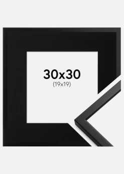 Ramme Oslo Sort 30x30 cm - Passepartout Sort 20x20 cm