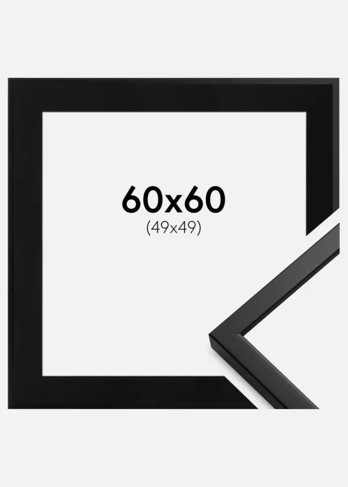 Ramme Oslo Sort 60x60 cm - Passepartout Sort 50x50 cm