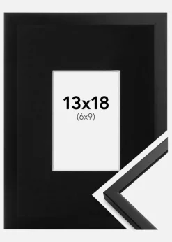 Ramme Oslo Sort 13x18 cm - Passepartout Sort 7x10 cm