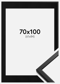 Ramme Oslo Sort 70x100 cm - Passepartout Sort 62x85 cm