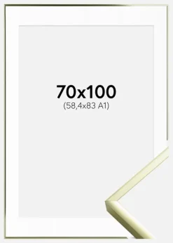Ramme Poster Frame Aluminum Gold 70x100 cm - Passepartout Hvid 59,4x84 cm (A1)