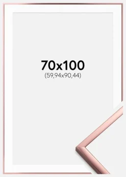Ramme Poster Frame Aluminum Rosaguld 70x100 cm - Passepartout Hvid 24x36 inches