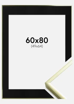 Ramme Poster Frame Aluminum Gold 60x80 cm - Passepartout Sort 50x65 cm